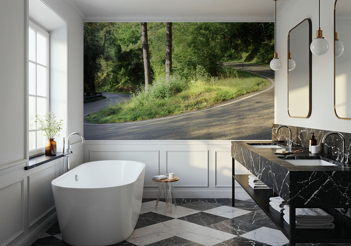 Emerald Woodland Path, Mural Wallpaper - room preview 05