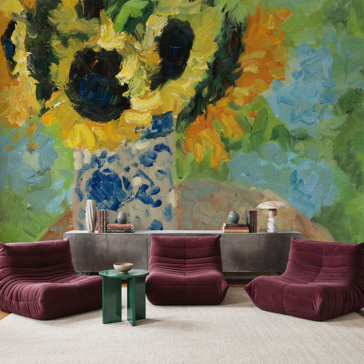 Sunflowers and Hydrangeas Mural Wallpaper - room preview 05