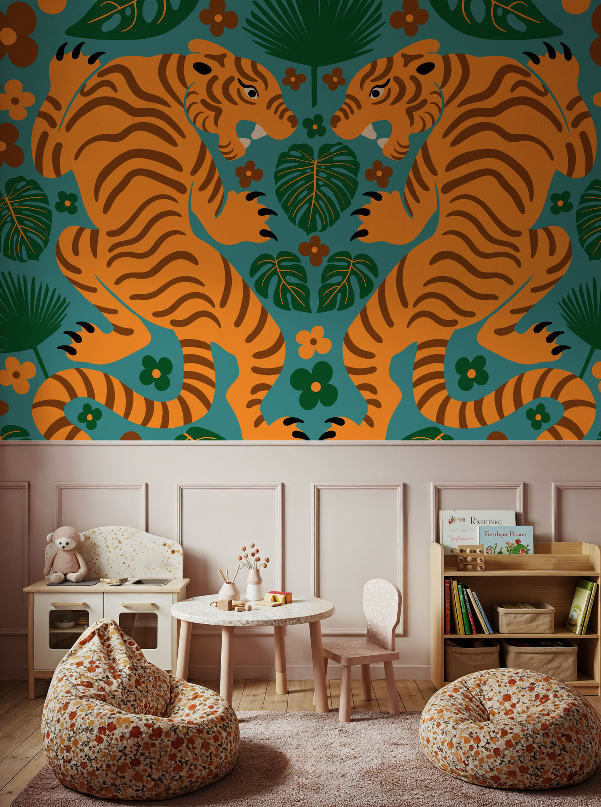 Otomi Tigers Mural Wallpaper - room preview 05