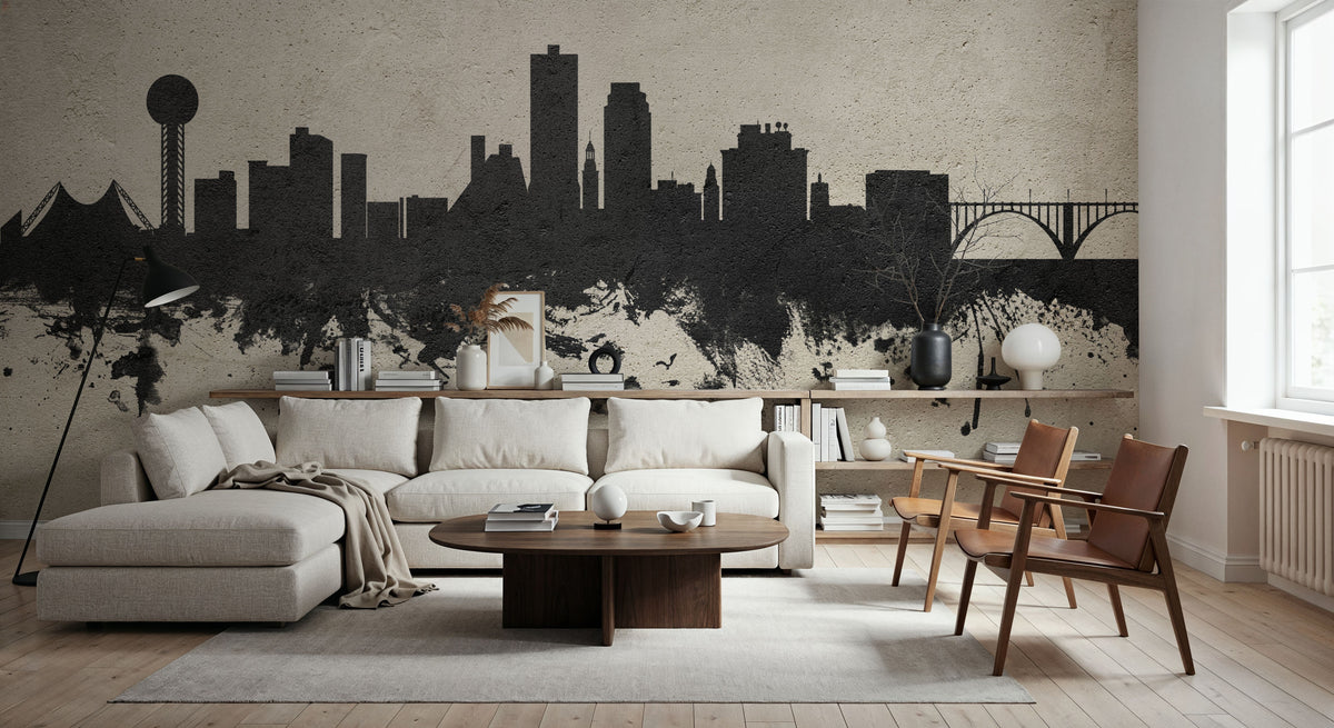 Knoxville Tennessee Skyline Concrete Mural Wallpaper - room preview 05