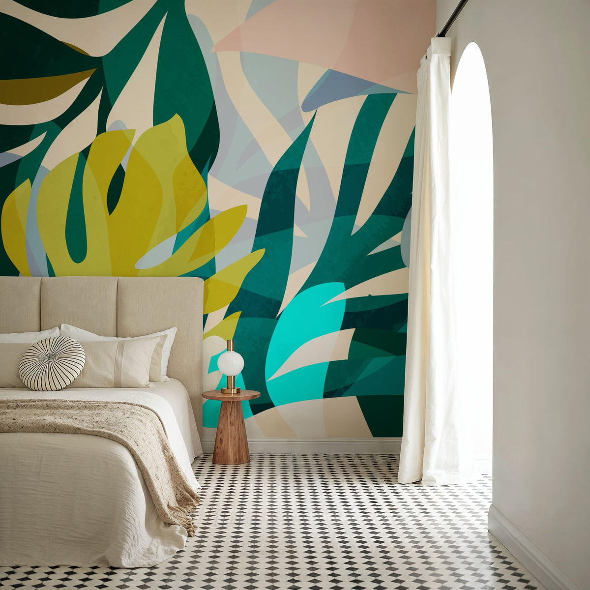 Popping Monstera Leaves Mural Wallpaper - room preview 05