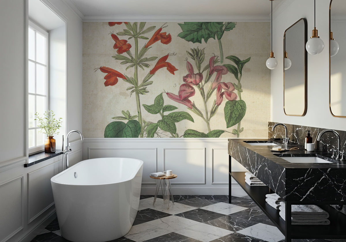Salvia Florals Vintage I Mural Wallpaper - room preview 05