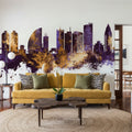 Ulaanbaatar Mongolia Skyline Purple & Gold Mural Wallpaper - room preview 05
