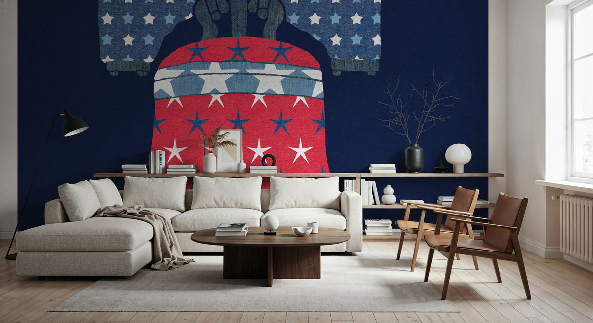 Stars and Stripes Freedom Ring Mural Wallpaper - room preview 05