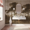 Mediterranean Pine Landscape, Sepia Mural Wallpaper - room preview 05