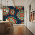 Folk Floral VIII Dark Mural Wallpaper - room preview 05
