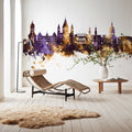 Mainz Germany Skyline Purple & Gold Mural Wallpaper - room preview 05
