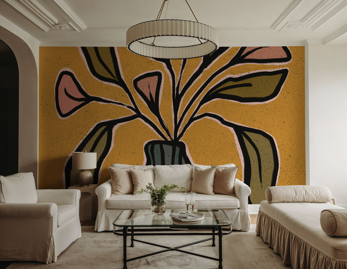 Checkerboard Floral II Mural Wallpaper - room preview 05