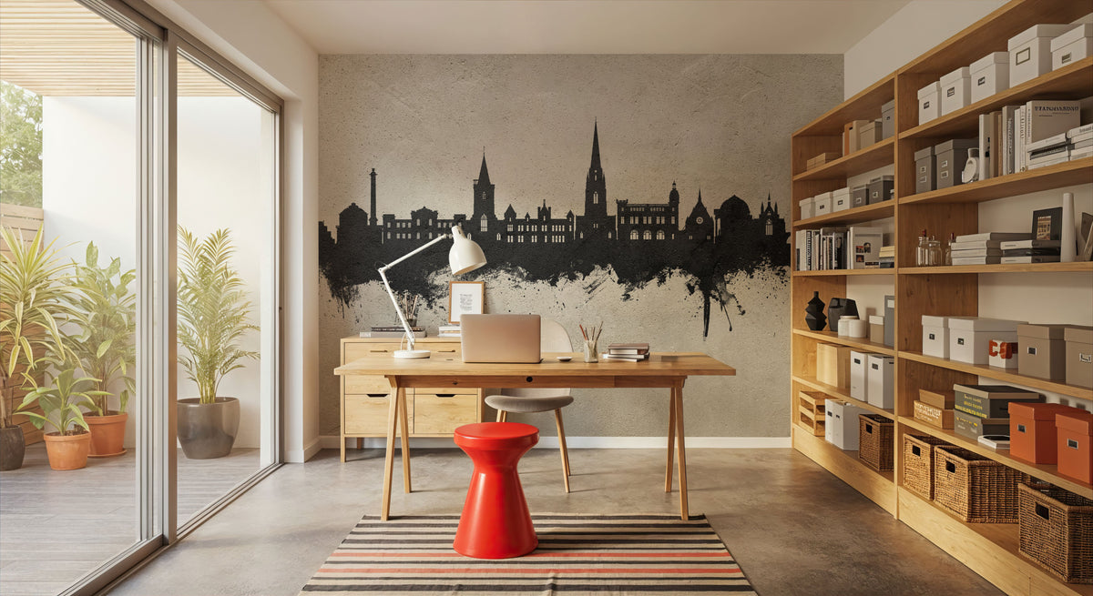 Perth Scotland Skyline Concrete Mural Wallpaper - room preview 05