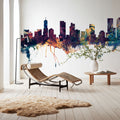 Denver Skyline Blue & Bronze Mural Wallpaper - room preview 05