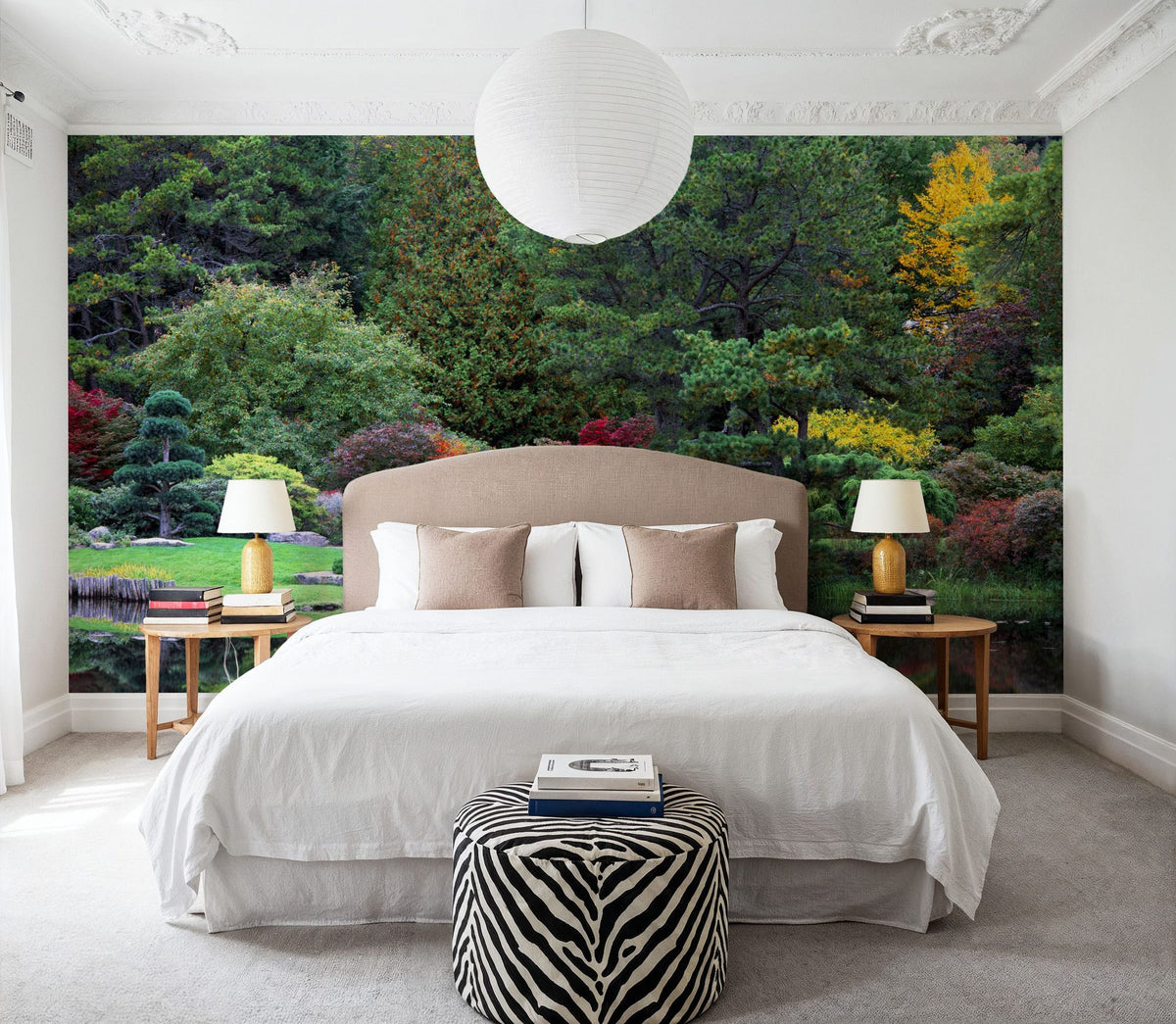 Autumn Bridge Reflection Mural Wallpaper - room preview 05
