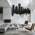 Rochester New York Skyline Black & White Mural Wallpaper - room preview 05