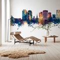 Norfolk Virginia Skyline Blue & Bronze Mural Wallpaper - room preview 05