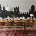 Maastricht the Netherlands Skyline Black & White Mural Wallpaper - room preview 05