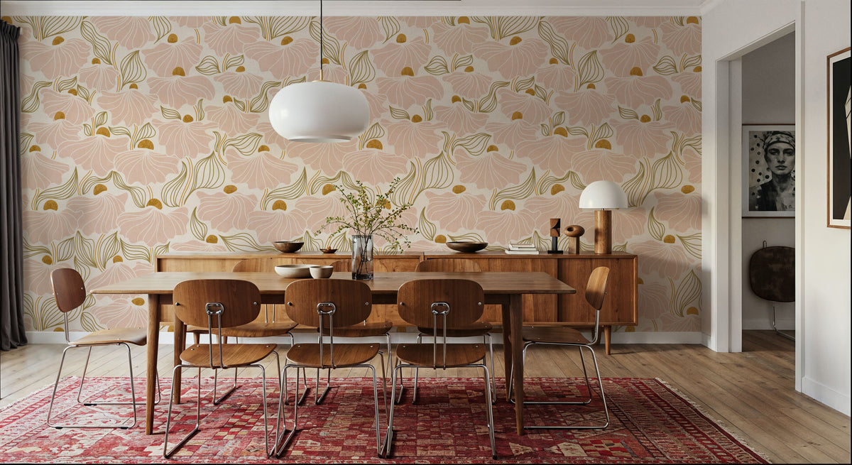 Natural Flow Meadow, Blush Mural Wallpaper - room preview 05