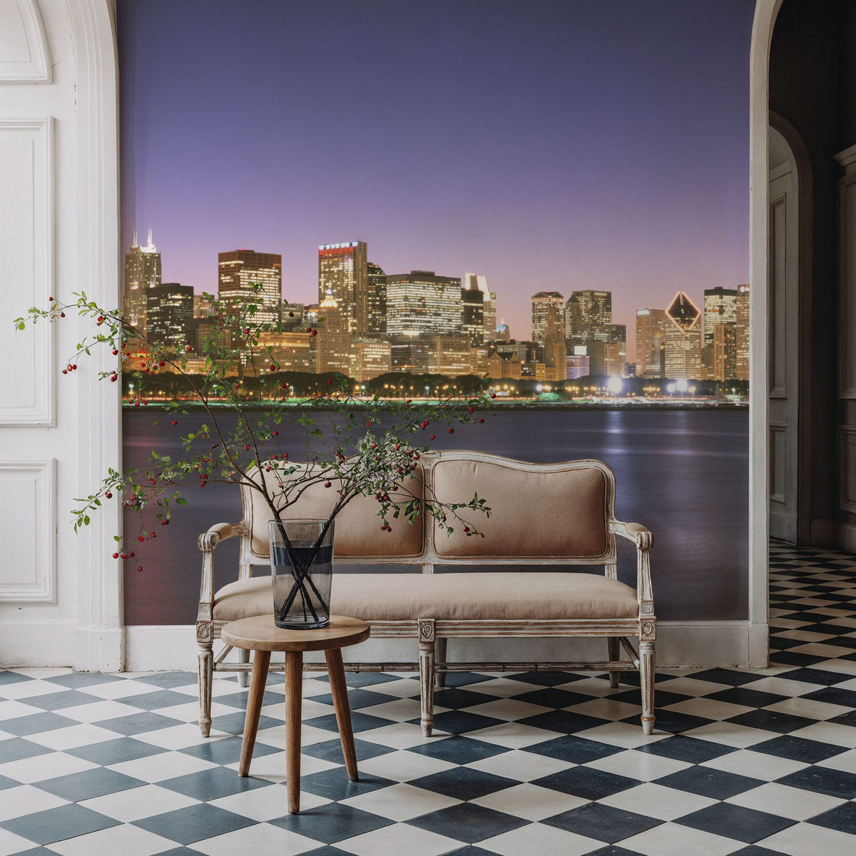 Twilight Skyline Silhouette Mural Wallpaper - room preview 05