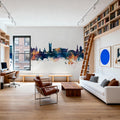 Vevey Switzerland Skyline Blue & Bronze Mural Wallpaper - room preview 05
