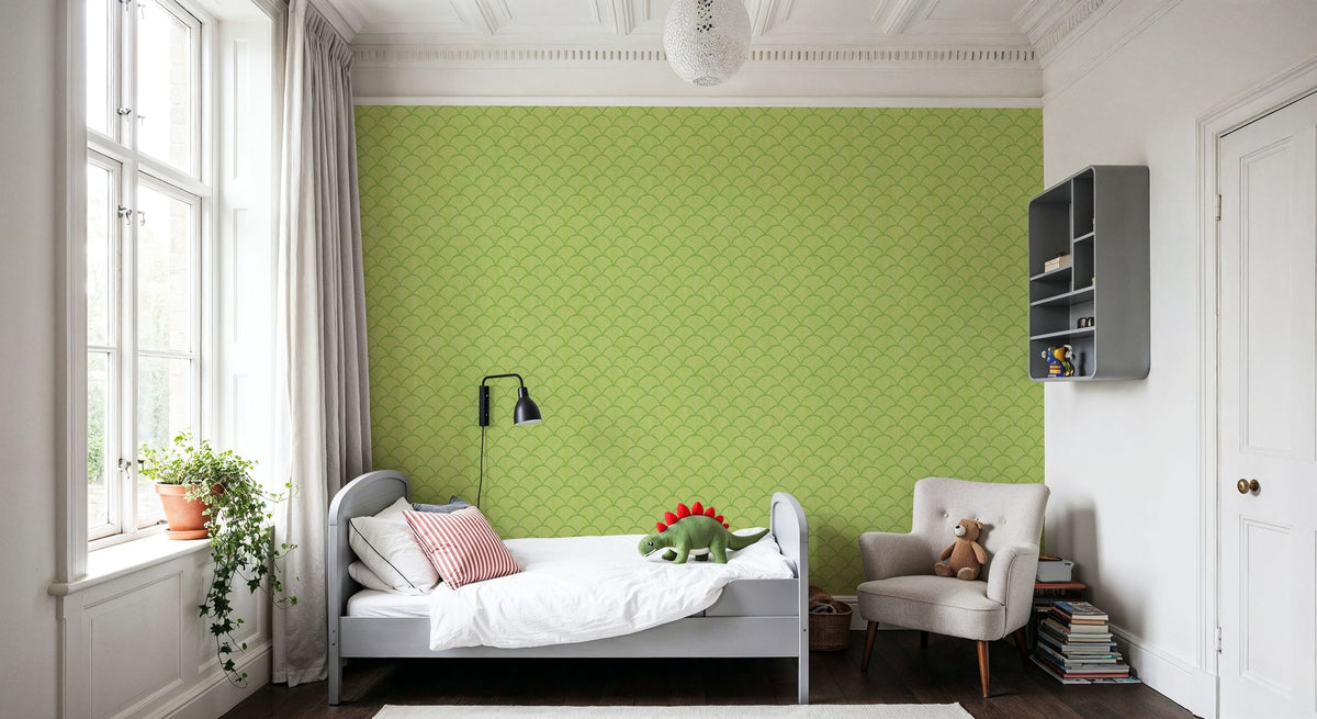 Coastal Scales Green Mural Wallpaper - room preview 05