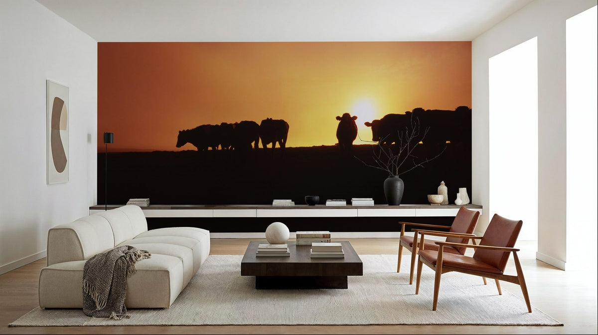 Hillside Cattle Sunset Mural Wallpaper - room preview 05