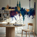 Cologne Germany Skyline Blue & Bronze Mural Wallpaper - room preview 05