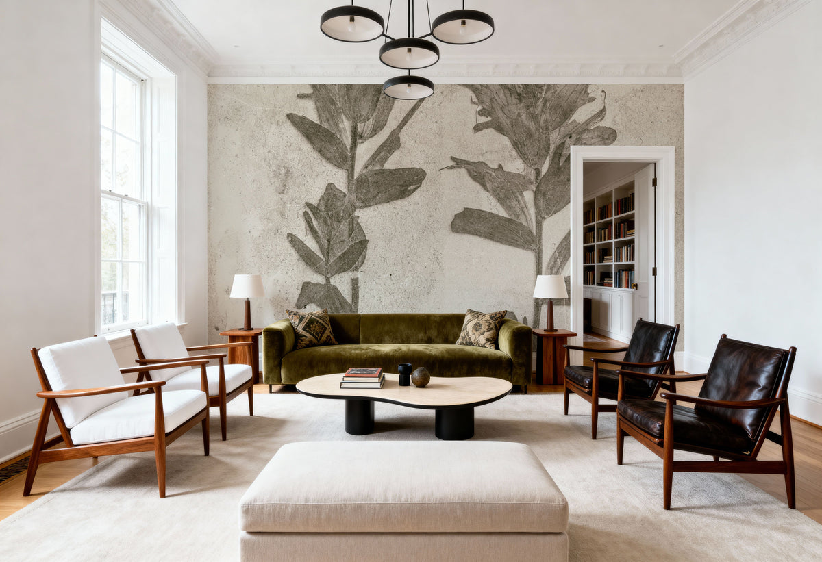 Wildflower Journal VII Sepia Mural Wallpaper - room preview 05