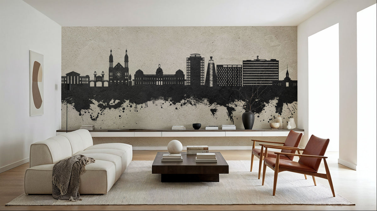 Port-au-Prince Haiti Skyline Concrete Mural Wallpaper - room preview 05