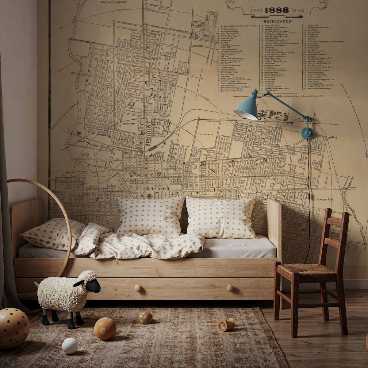 Map of the City of Columbus Ohio Mural Wallpaper - room preview 05