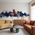Richmond Virginia Skyline Blue & Bronze Mural Wallpaper - room preview 05