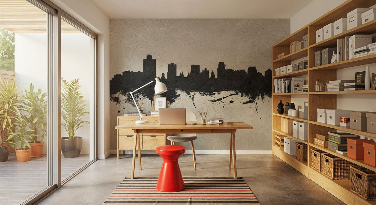 Salt Lake City Utah Skyline Concrete Mural Wallpaper - room preview 05