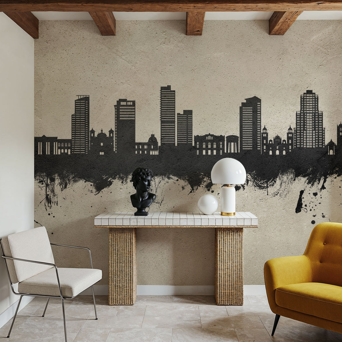 Tegucigalapa Honduras Skyline Concrete Mural Wallpaper - room preview 05