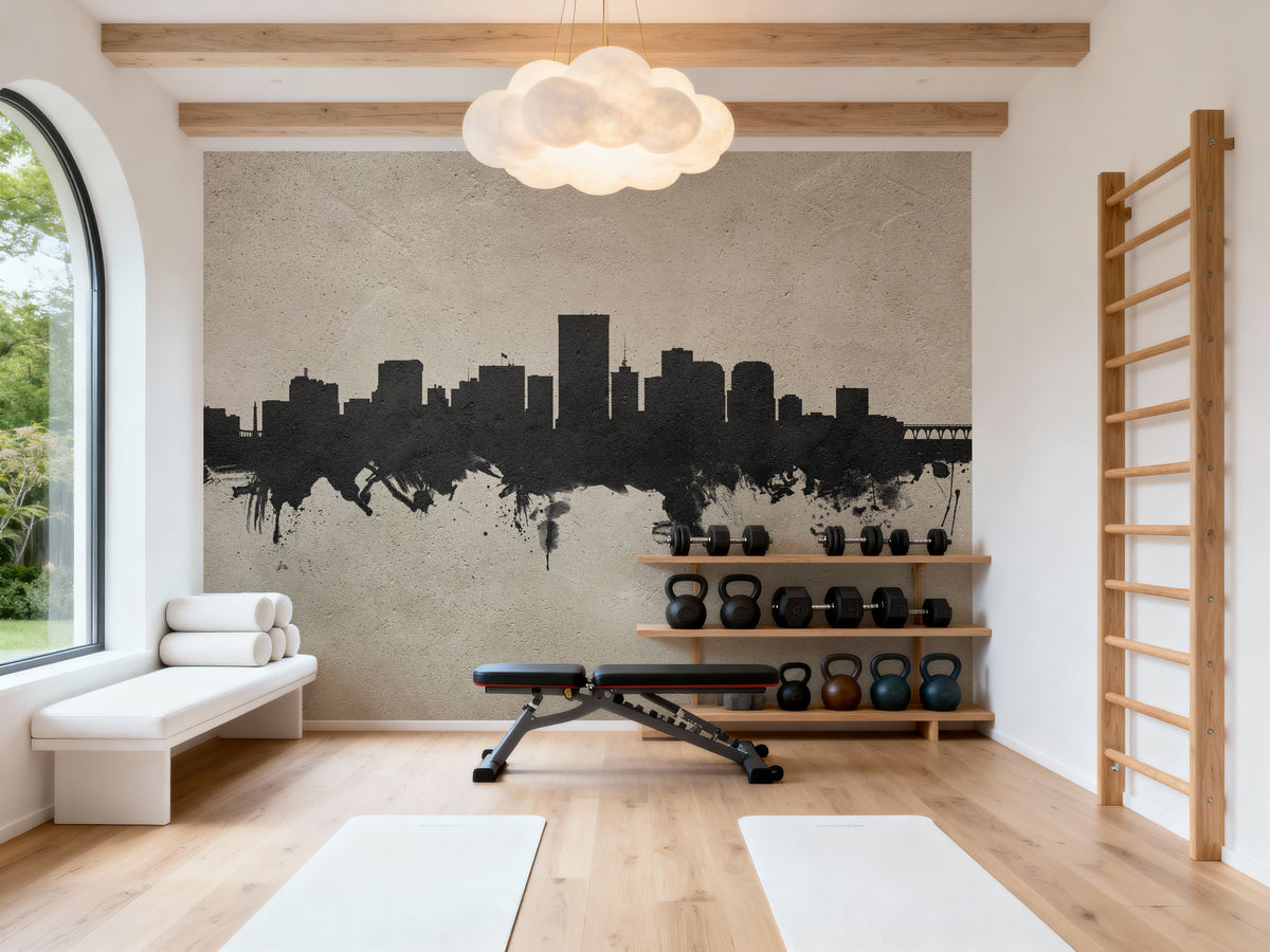 Richmond Virginia Skyline Concrete Mural Wallpaper - room preview 05