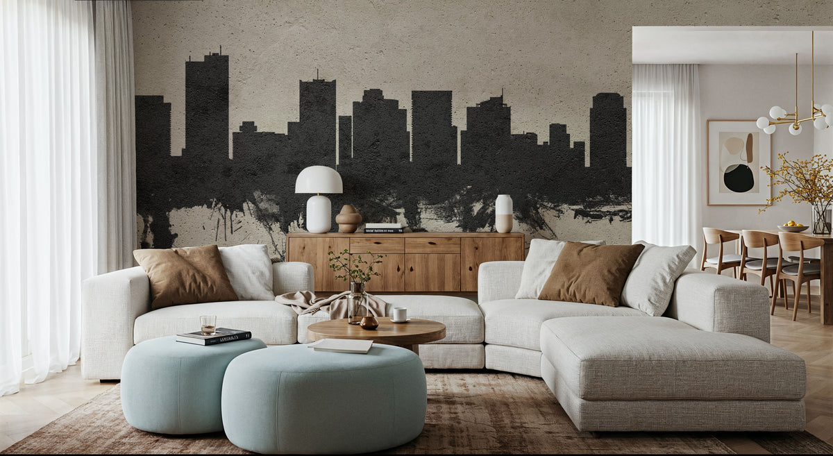 Phoenix Skyline Concrete Mural Wallpaper - room preview 05