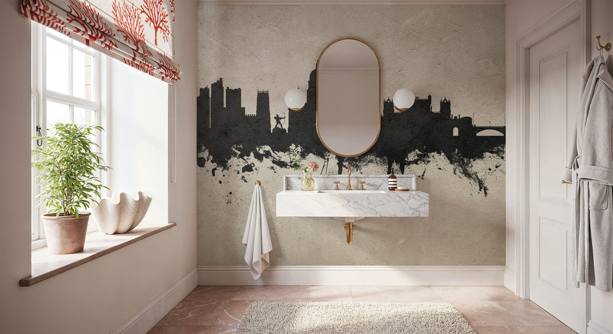 Nottingham England Skyline Concrete Mural Wallpaper - room preview 05