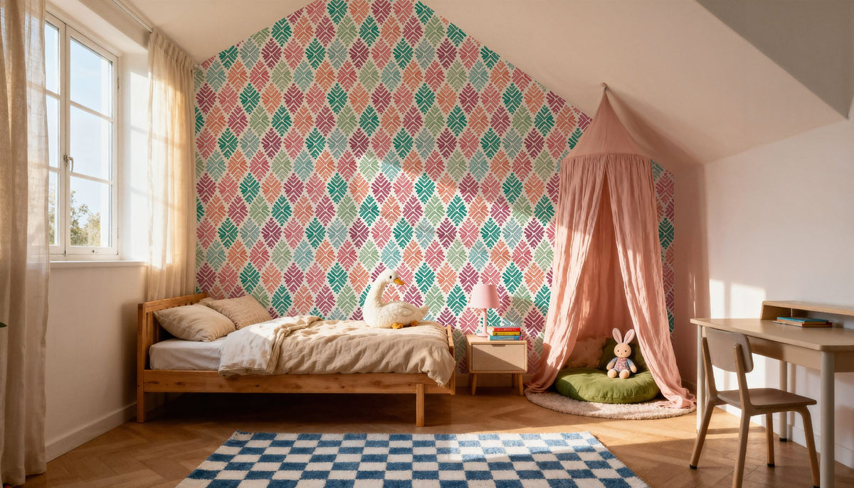 Bohemian Leaves in Color Mural Wallpaper - room preview 05