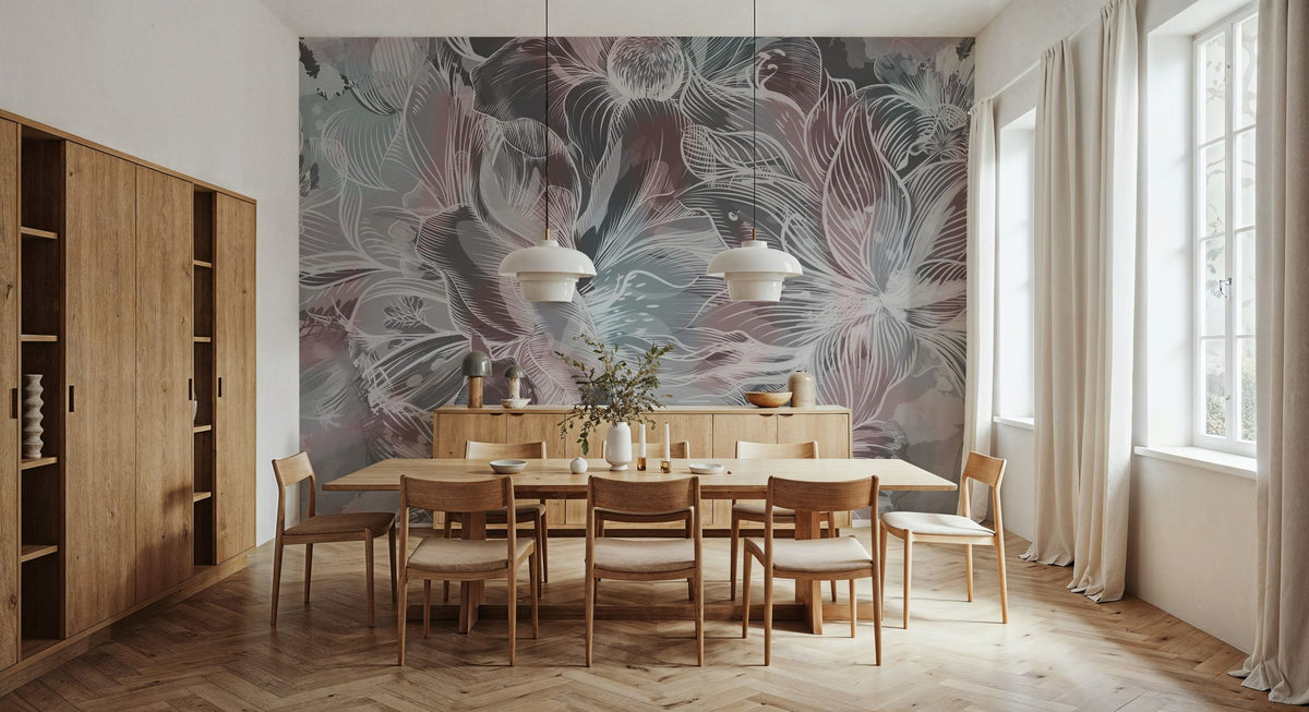 Seeing Through Leaves Red Mural Wallpaper - room preview 05