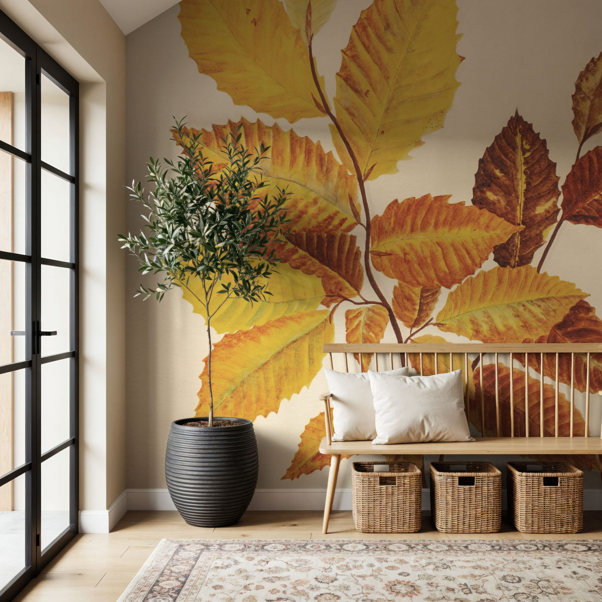 Fall Leaves IV Muted Mural Wallpaper - room preview 05