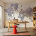 World Map Cities - Lilas Mural Wallpaper - room preview 05