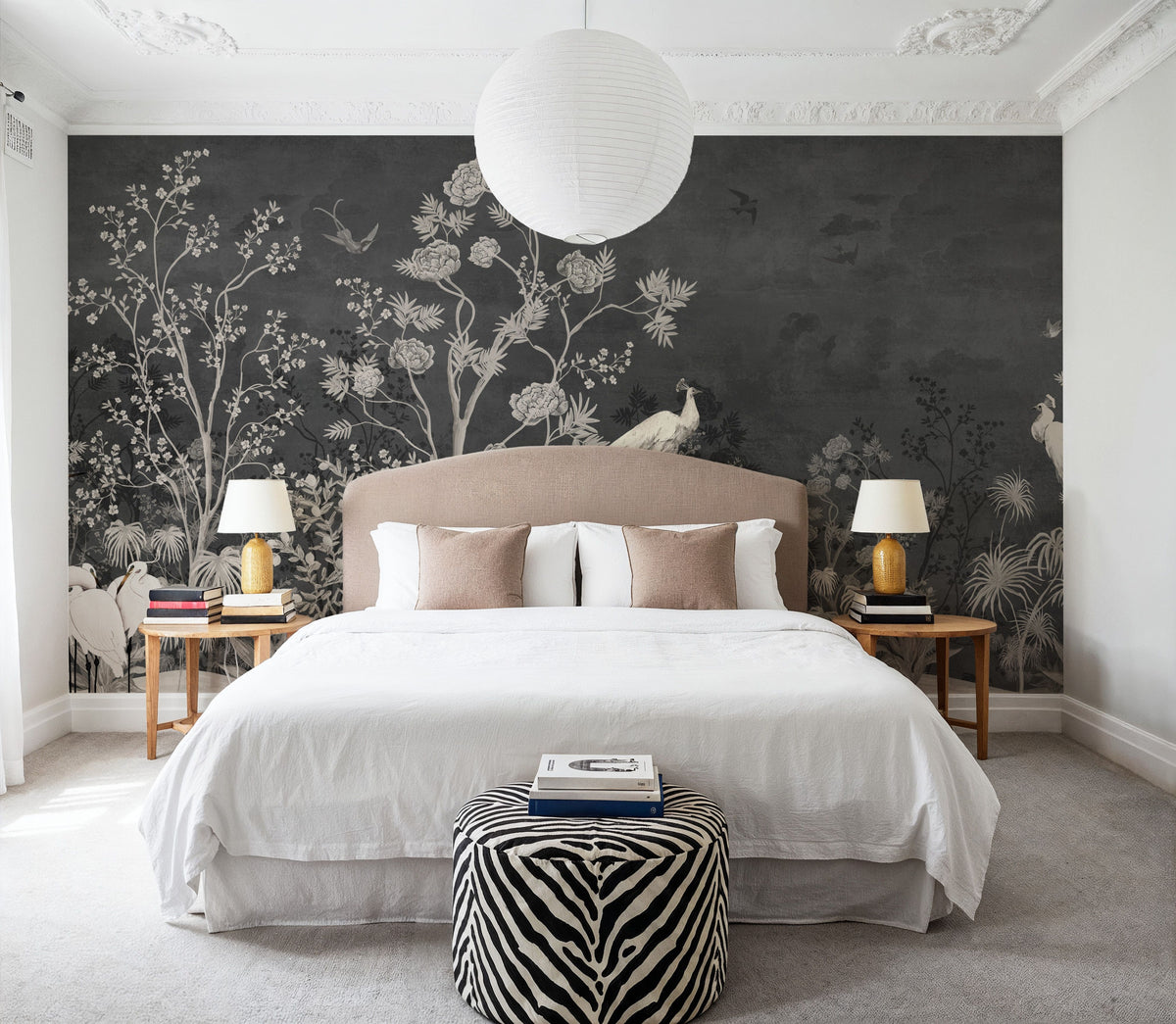 White Birds Mural Wallpaper - room preview 05