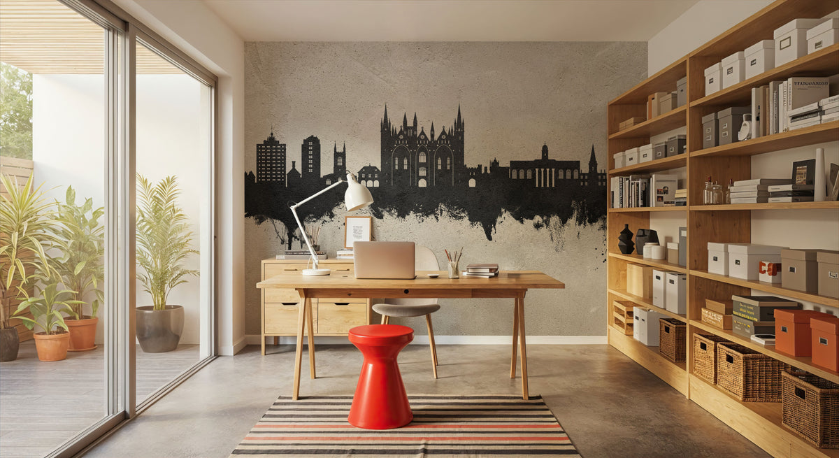 Peterborough England Skyline Concrete Mural Wallpaper - room preview 05