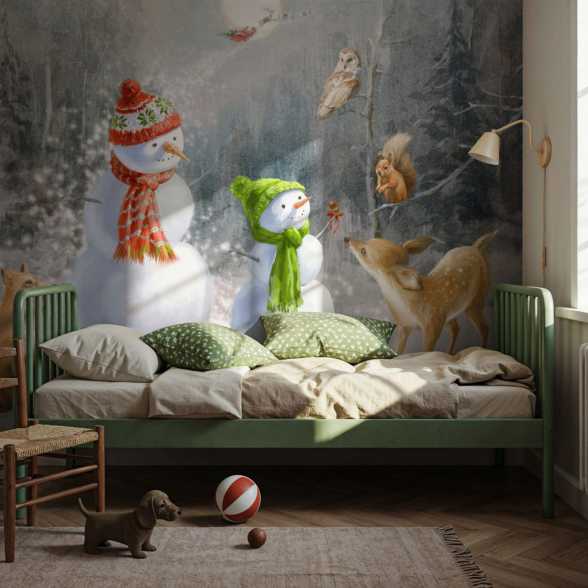 Woodland Snowmen Mural Wallpaper - room preview 05