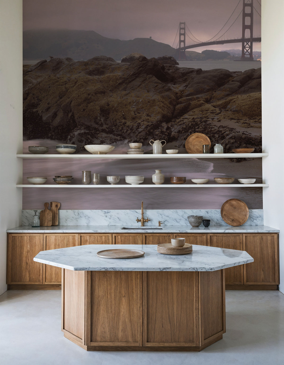 Misty Harbor Bridge Mural Wallpaper - room preview 05