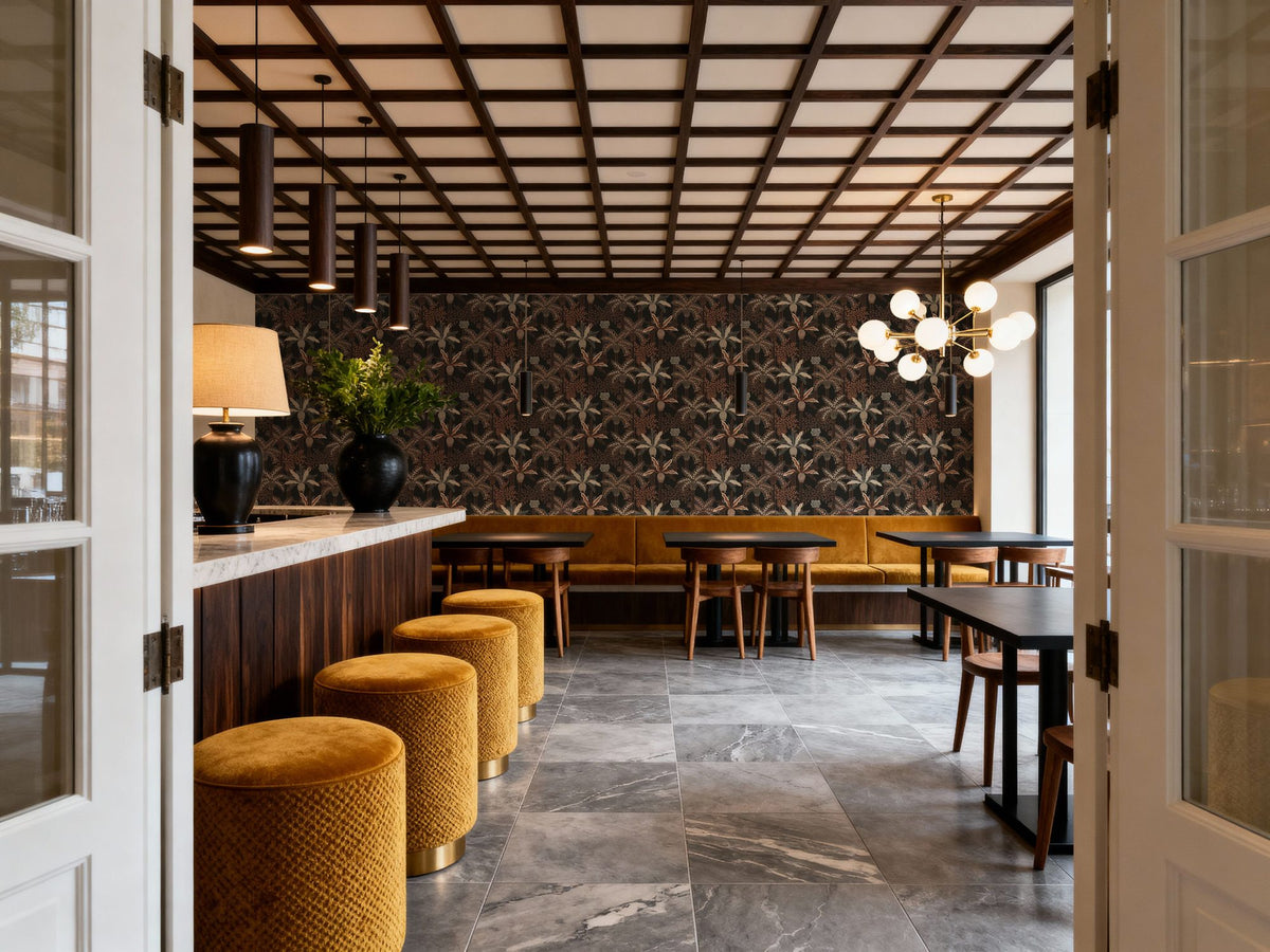 Palmera Luxe, Black Mural Wallpaper - room preview 05