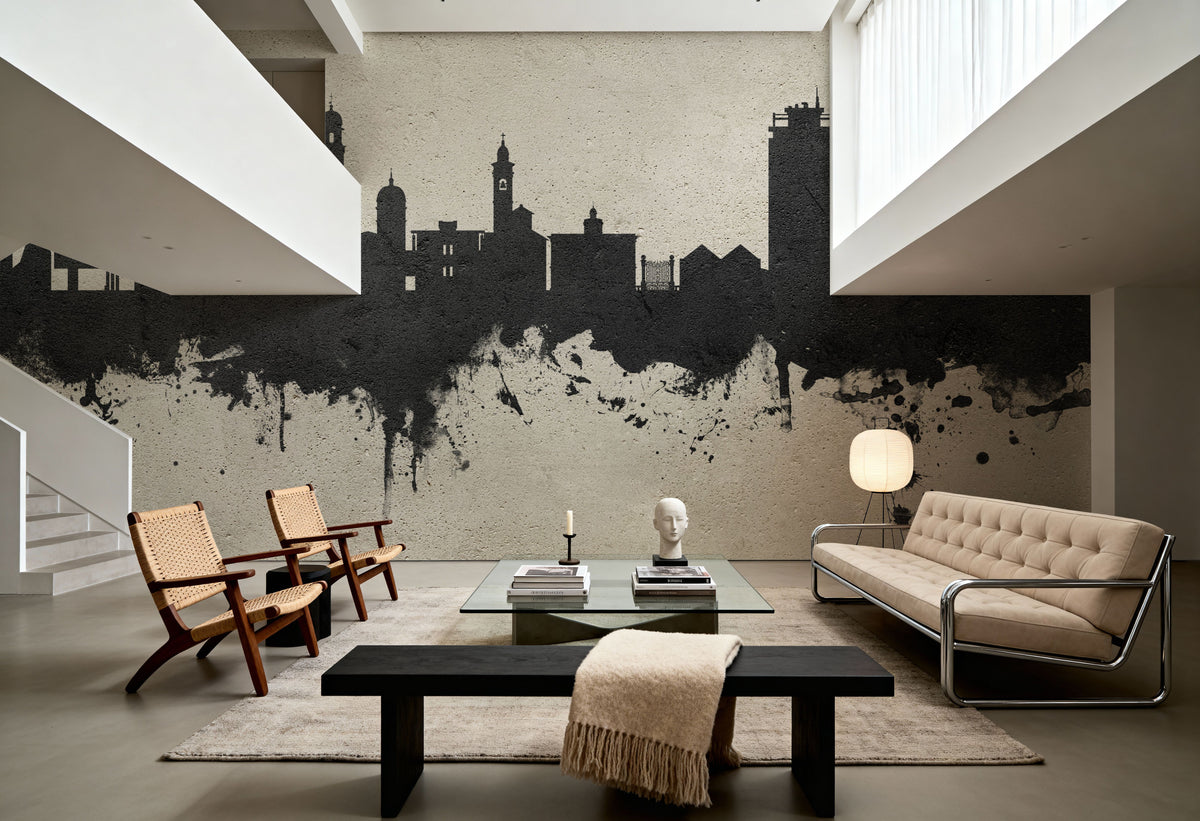 Lugano Switzerland Skyline Concrete Mural Wallpaper - room preview 05