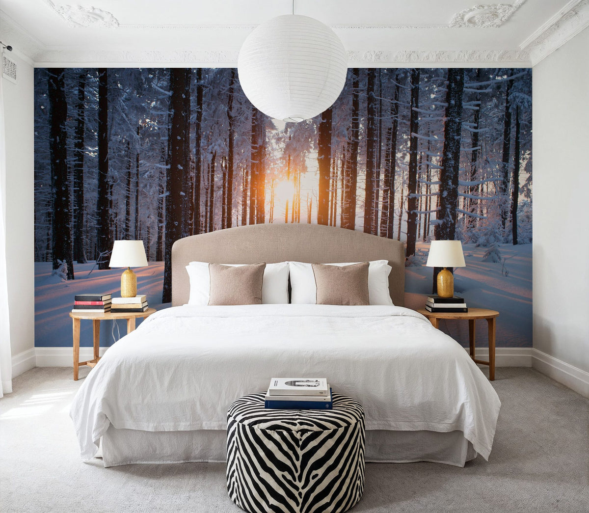 Snowy Woods At Sunset Mural Wallpaper - room preview 05