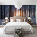 Snowy Woods At Sunset Mural Wallpaper - room preview 05