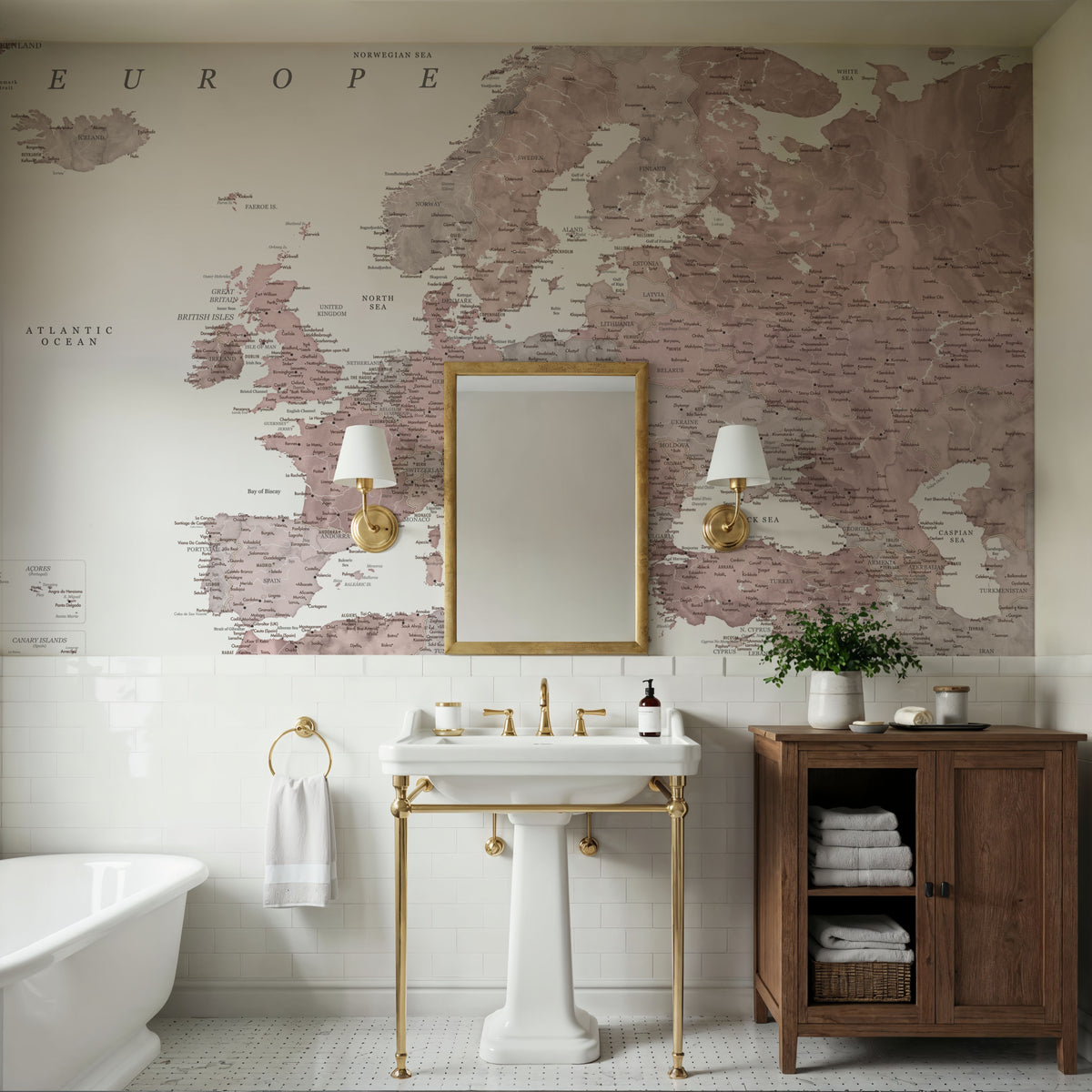 Europe Map Detailed - Linda Mural Wallpaper - room preview 05