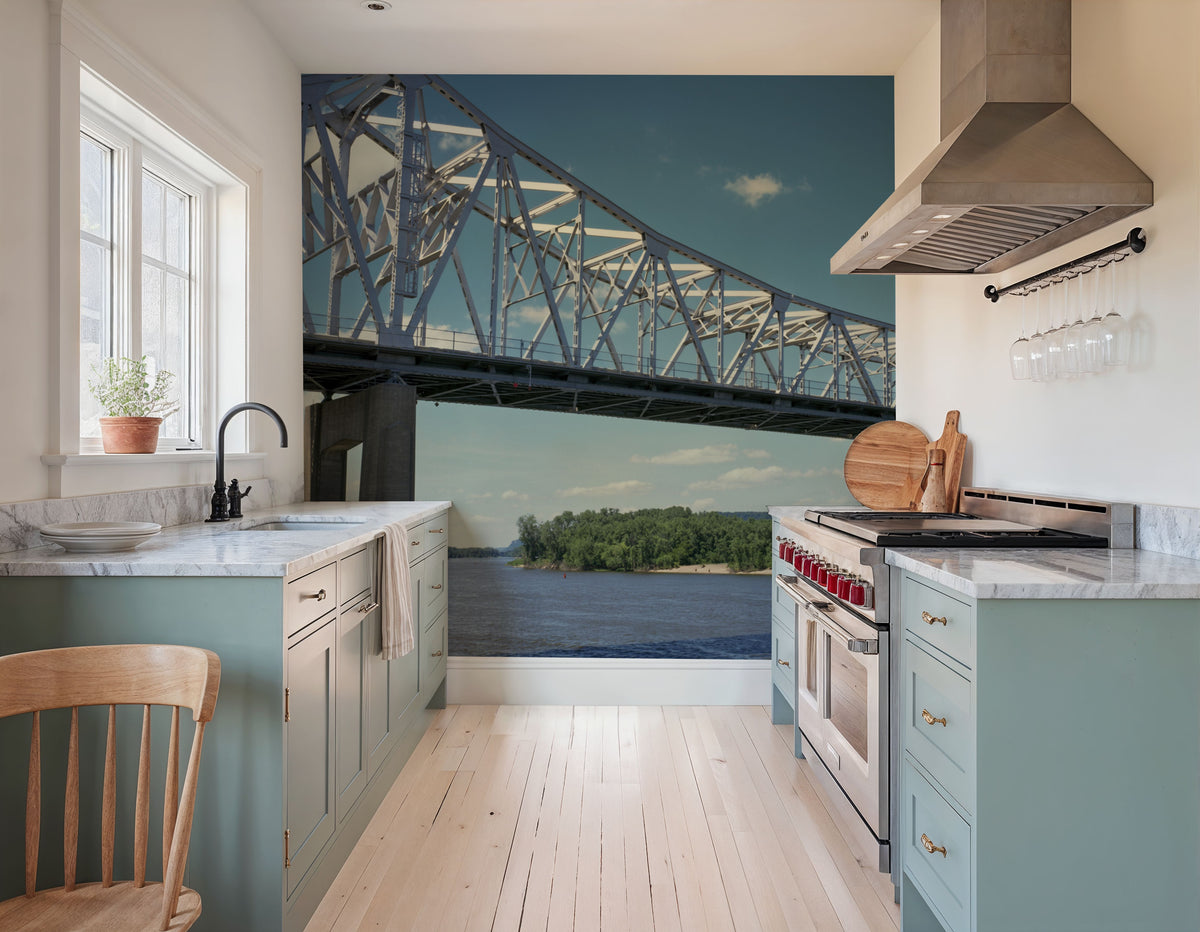 Tranquil Bridge Crossing Mural Wallpaper - room preview 05