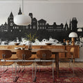 Trier Germany Skyline Black & White Mural Wallpaper - room preview 05