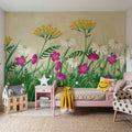 Geranium Meadow, Beige Mural Wallpaper - room preview 05