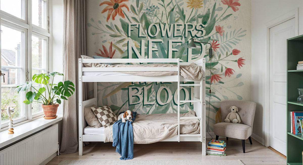Flowers Need Time to Bloom Mural Wallpaper - room preview 05